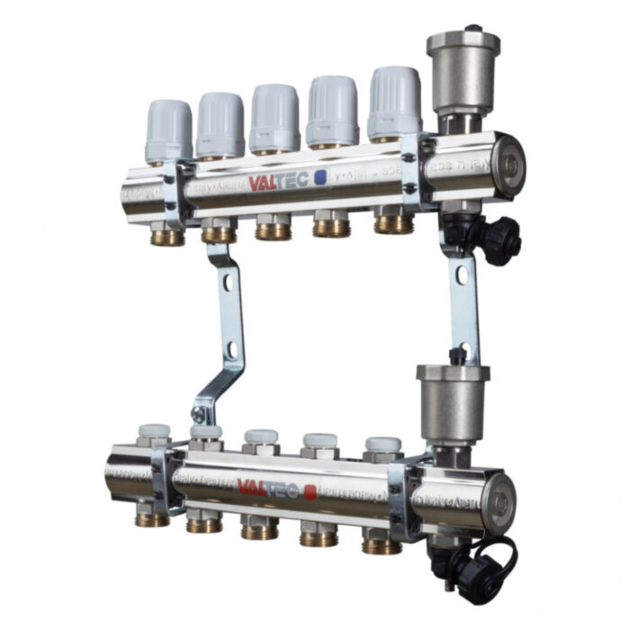 Коллекторная группа VALTEC VTc.594.EMNX.0603 3-х контурный ВР-НР 1"x3/4" DN 25 PN 10 с регулирующими и балансировочными клапанами