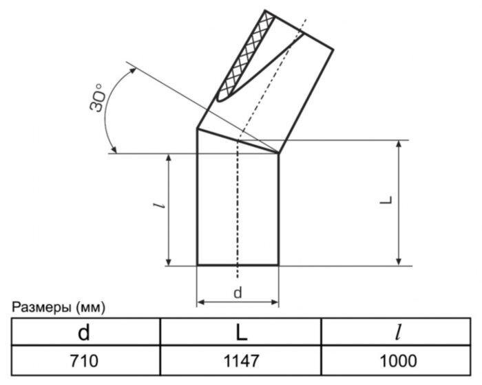 Отвод 710 мм SDR21 30° ПЭ100 сварной сегментный ПНД