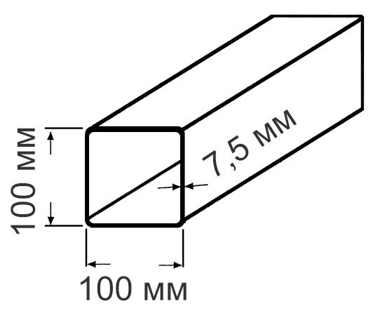 Труба 100х100х7,5 ст20 ГОСТ 30245-2003 стальная квадратная профильная для строительных конструкций