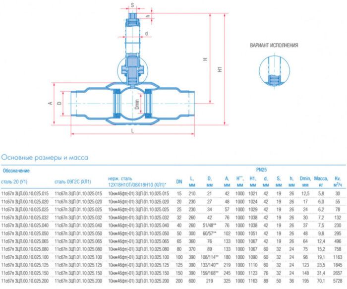 Кран шаровой подземный Маршал 11с67п 3ЦП.00.10 DN 80 PN 25 полнопроходной под приварку