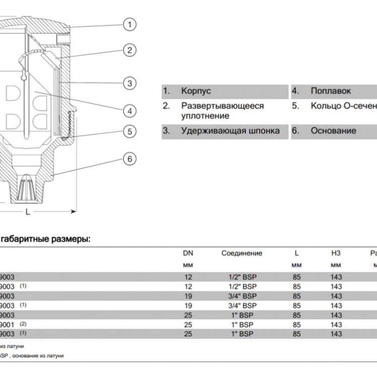 Клапан AVK 701/10 DN 25 PN 16 воздушный автоматический  резьбовой 2
