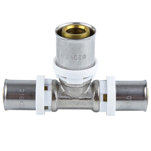 Тройник переходной латунный Aquasfera 8010 DN 26.5х26.5х16.4 PN 16 покрытие - никель, пресс, 8010-06