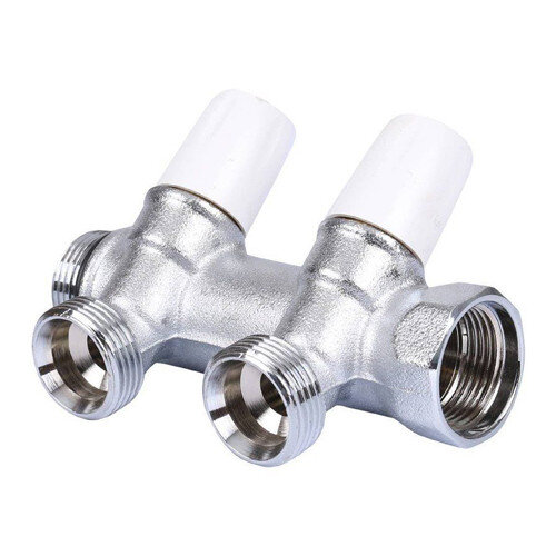 Коллектор распределительный Tiemme Maxima 1860024 2 отвода ВР-НР 1"х3/4" DN 25 PN 10 с регулирующими клапанами модульный