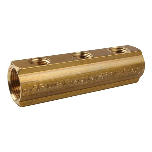 Коллектор распределительный Tiemme 1970005 3 выхода ВР 1"х1/2" DN 25 PN 16 без регулировки