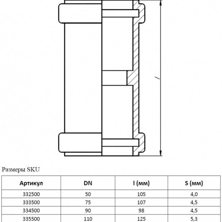 Муфта надвижная PP-MD Ostendorf Skolan Safe SKU DN 200 (ремонтная) 2