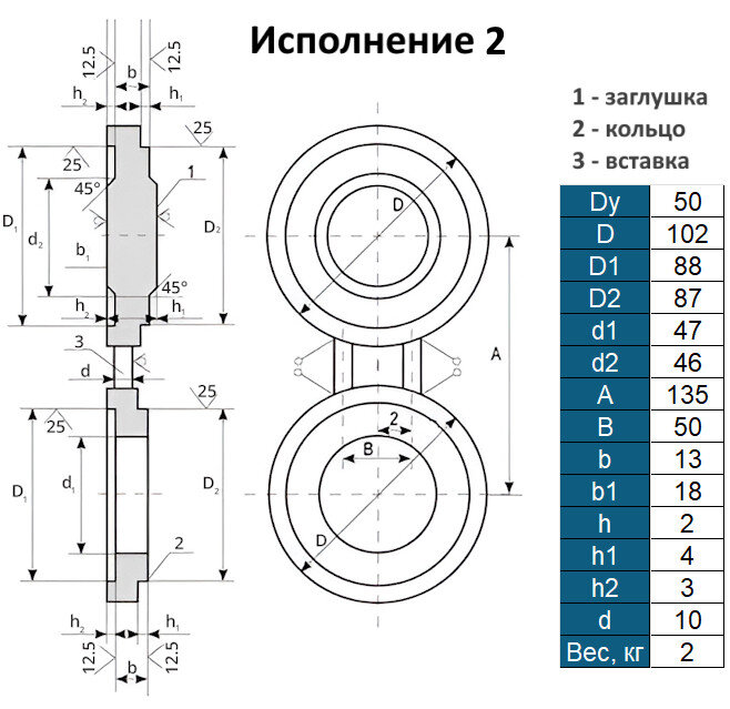 Заглушка 2-50-6,3 АТК 26-18-5-93 поворотная стальная Ду50 Ру63