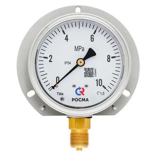 Манометр РОСМА ТМж-520РКТ (0...1,6 MПa) Дкорп=100мм кл. 1,5 M20х1,5 железнодорожный без подсветки, радиальный 00000041492