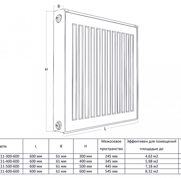 Радиатор панельный Royal Thermo COMPACT C11-400-600 Silver Satin 2