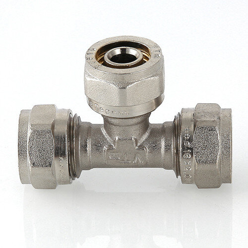 Тройник переходной VALTEC VTm.331 DN 20x16x20 PN 10 латунный никелированный