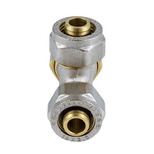 Тройник латунный Aquasfera 7011 DN 20 PN 16 покрытие - никель, компрессионный, 7011-02