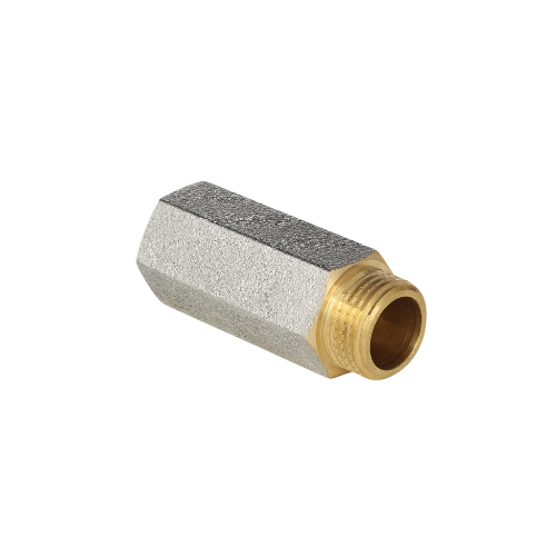 Удлинитель латунный Aquasfera 9038 DN 15 PN 40 резьба - 1/2'', покрытие - никель, L=40,5 мм, с наружным шестигранником, резьбовой ВР-НР, 9038-03