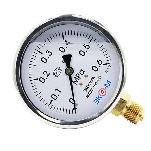 Манометр (вакуумметр) ЭКОМЕРА МД93 Ду 100 мм Ру 0-0,6 МПа виброустойчивый гидрозаполненный