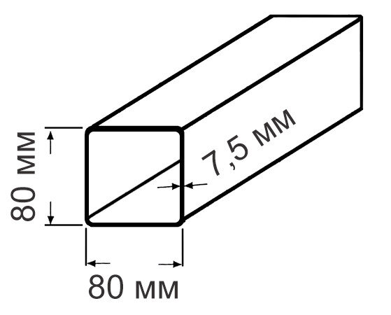 Труба 80х80х7,5 ст10 ГОСТ 30245-2003 стальная квадратная профильная для строительных конструкций