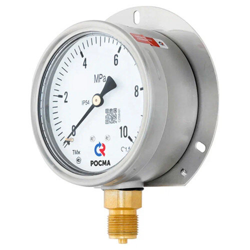 Манометр РОСМА ТМж-520РКТ (0...0,4 MПa) Дкорп=100мм кл. 1,5 M20х1,5 железнодорожный без подсветки, радиальный 00000041498