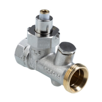 Клапан запорно-регулирующий Valtec VT.062.NE 1/2" x 3/4" (евроконус) DN 15 PN 16 с выходом под датчик температуры