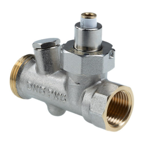 Клапан запорно-регулирующий Valtec VT.062.NE 1/2" x 3/4" (евроконус) DN 15 PN 16 с выходом под датчик температуры