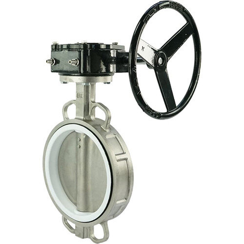 Затвор дисковый нержавеющий Benarmo 2040R DN 200 PN 16 поворотный межфланцевый с редуктором