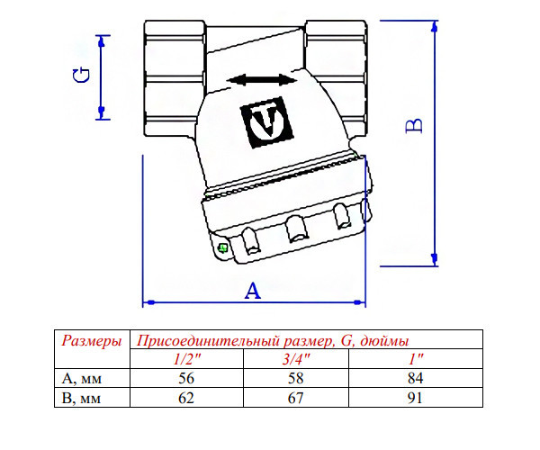 Фильтр механической очистки Valtec VT.386 1/2" DN 15 PN 16 универсальный 2