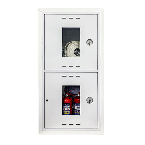 Шкаф пожарный ФАЭКС ШПК 320-21 ВОБ универсальный стандарт встроенный открытый белый с замком