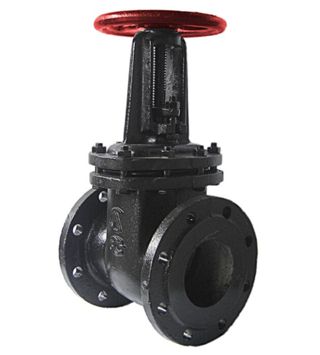 Задвижка ЛМЗ Ду 200 Ру 10 30ч6бр фланцевая клиновая чугунная под штурвал параллельная с выдвижным шпинделем