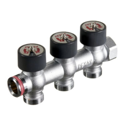 Коллектор распределительный REHAU 3 отвода ВР-НР 3/4" DN 20 PN 10 с регулирующими клапанами