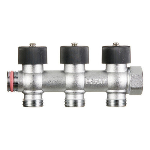 Коллектор распределительный REHAU 3 отвода ВР-НР 3/4" DN 20 PN 10 с регулирующими клапанами