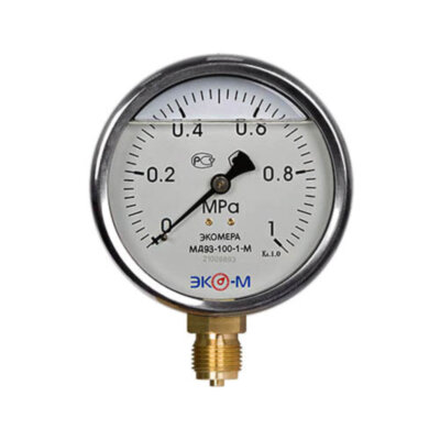 Манометр (вакуумметр) ЭКОМЕРА МД93 Ду 100 мм Ру 0-1 МПа виброустойчивый гидрозаполненный