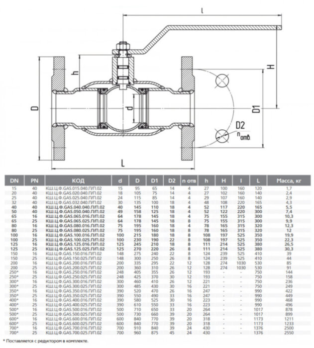 Кран шаровой цельносварной LD КШ.Ц.Ф.GAS.125.016.П/П.02 Ду 125 Ру 16 стальной полнопроходный фланцевый