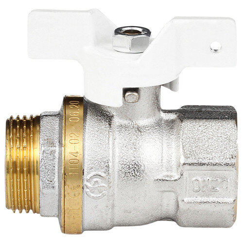 Кран шаровой латунный Aquasfera Standard 1104 DN 25 PN 25 резьба - 1'', покрытие - никель, неполнопроходной резьбовой ВР-НР, ручка-бабочка белая 1104-03