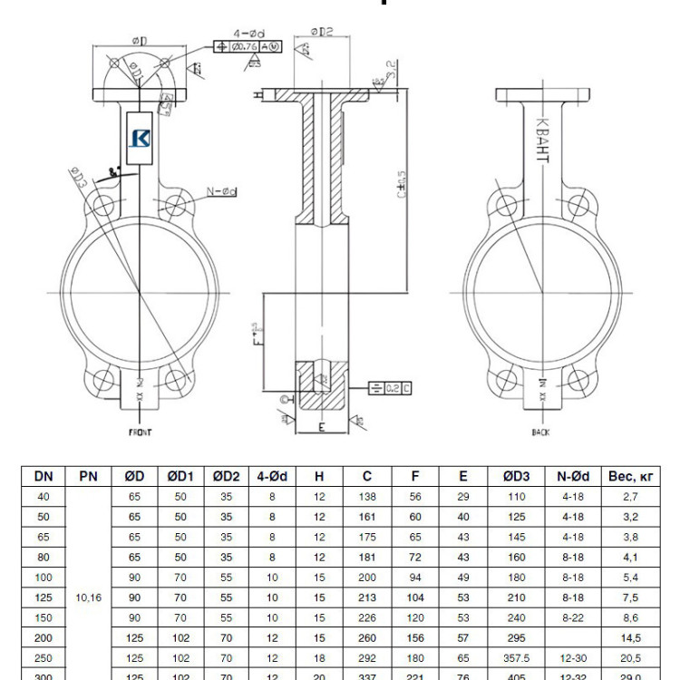 Затвор Kvant KV01 DN 150 PN 10 дисковый поворотный межфланцевый с электроприводом ГЗ-ОФ-45/11К 2