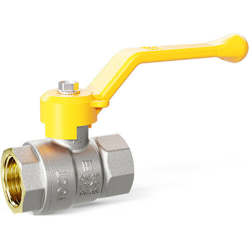 Кран шаровой латунный LD Pride 47.50.В-В.Р GAS Ду 50 Ру 40 резьба (ВР-ВР) 2", никелированный неполнопроходный