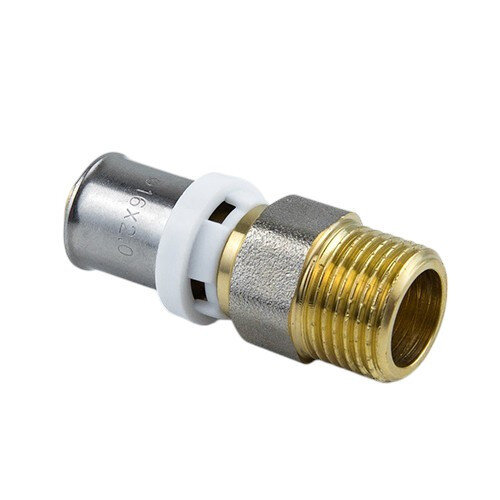 Соединитель латунный Aquasfera 8001 DN 25x32.5 PN 16 резьба - 1'', покрытие - никель, резьбовой НР/пресс, 8001-07