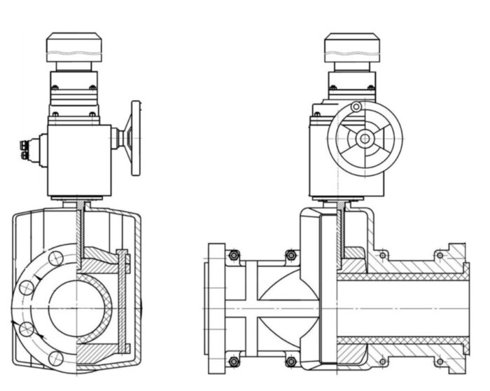 Задвижка шланговая Ду 100 Ру 10 с электроприводом