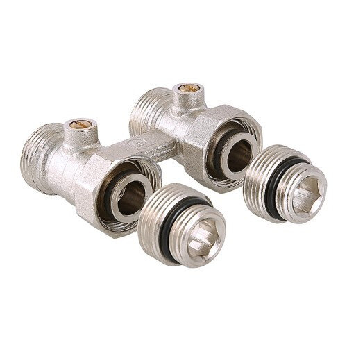 Узел радиаторный нижнего подключения Valtec VT.345K 1/2" x 3/4" (евроконус) PN 10 прямой, в комплекте с адаптерами