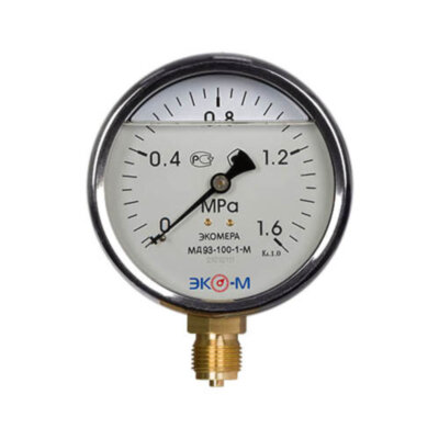 Манометр (вакуумметр) ЭКОМЕРА МД93 Ду 100 мм Ру 0-1,6 МПа виброустойчивый гидрозаполненный