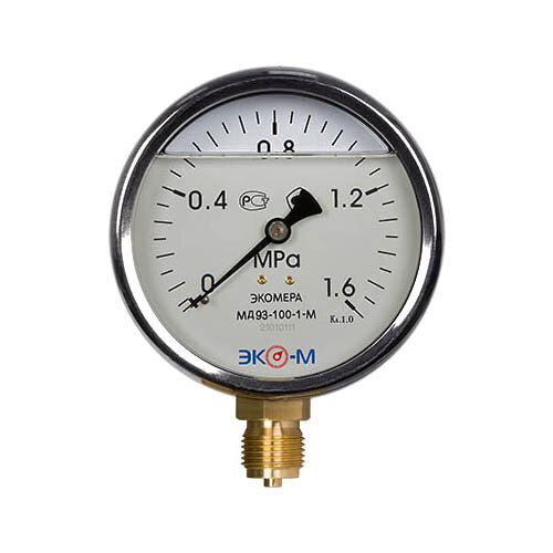 Манометр (вакуумметр) ЭКОМЕРА МД93 Ду 100 мм Ру 0-1,6 МПа виброустойчивый гидрозаполненный