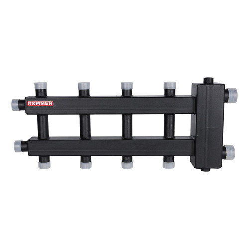 Коллектор распределительный ROMMER RDG-0060-024025 5-ти контурный НР 1 1/4" Ду 32 Ру 4 дублёр компакт с гидравлическим разделителем 2