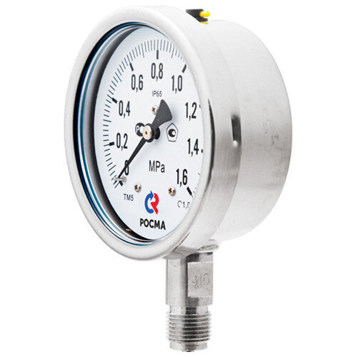 Манометр РОСМА ТМ-521Р.00 (0...60 МПа) Дкорп=100мм кл. 1,0 G1/2" коррозионностойкий виброустойчивый радиальный 00000001102
