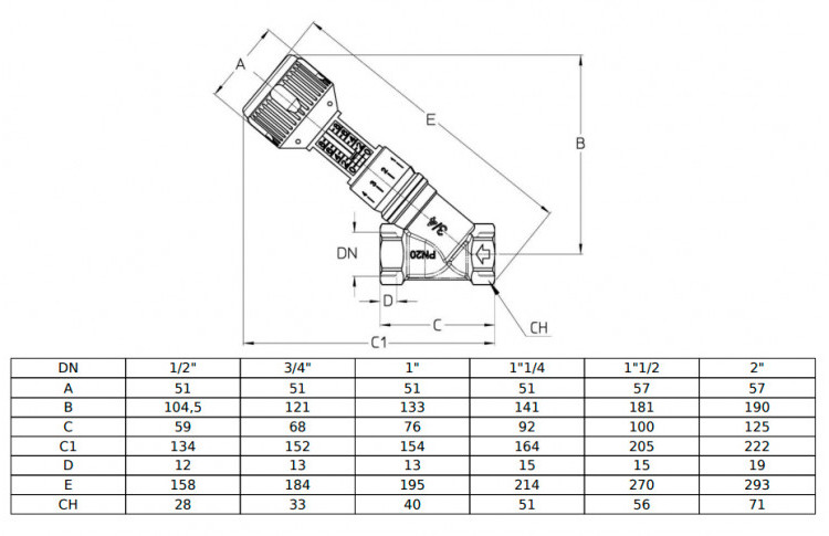 Клапан Cim 727OTS 1/2" Ру 20 балансировочный Cimberio 3