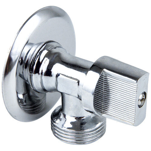 Кран шаровой латунный угловой для бытовых приборов Aquasfera 1044 DN 15/20 PN 10 резьба - 1/2''x3/4'', покрытие - хром, неполнопроходной резьбовой НР-НР, с отражателем, маховик хромированный, 1044-01