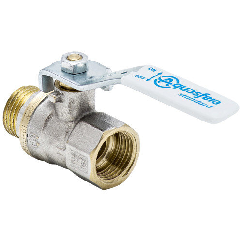 Кран шаровой латунный Aquasfera Standard 1103 DN 40 PN 16 резьба - 1 1/2'', покрытие - никель, неполнопроходной резьбовой ВР-НР, ручка-рычаг белая 1103-05