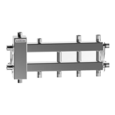 Коллектор распределительный GIDRUSS BMSS-40-4DU 4-х контурный НР 3/4" Ду 20 Ру 6 балансировочный