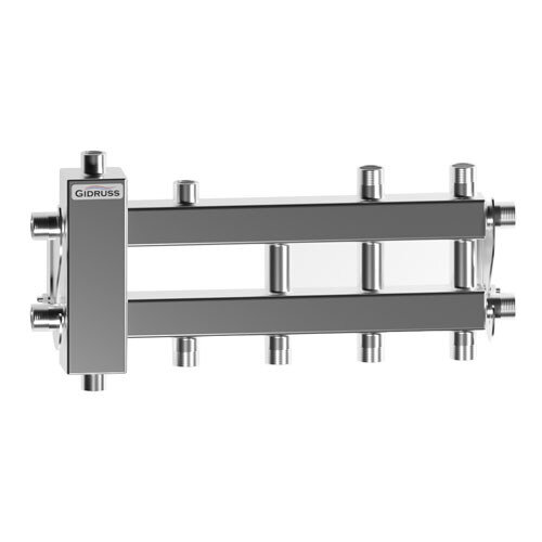 Коллектор распределительный GIDRUSS BMSS-40-4DU 4-х контурный НР 3/4" Ду 20 Ру 6 балансировочный