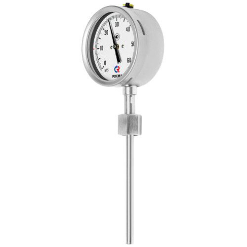 Термометр РОСМА БТ-52.220-200-СВ Дкорп=100мм 10 МПа кл. 1,5 G1/2" Траб = 0...+450°C биметаллический коррозионностойкий со свободной внутренней резьбой УТ-00055200