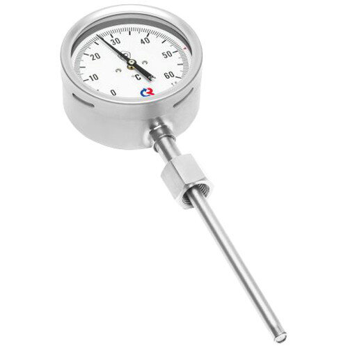 Термометр РОСМА БТ-52.220-200-СВ Дкорп=100мм 10 МПа кл. 1,5 G1/2" Траб = 0...+450°C биметаллический коррозионностойкий со свободной внутренней резьбой УТ-00055200