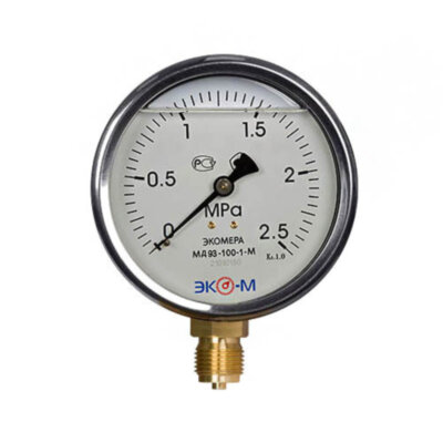 Манометр (вакуумметр) ЭКОМЕРА МД93 Ду 100 мм Ру 0-2,5 МПа виброустойчивый гидрозаполненный