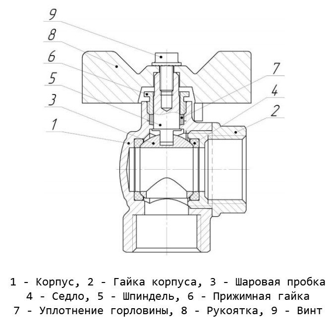 Кран шаровой латунный LD Pride 47.15.В-В.У.Б Ду 15 Ру 40 резьба (ВР-ВР) 1/2", никелированный угловой с синей бабочкой, неполнопроходный