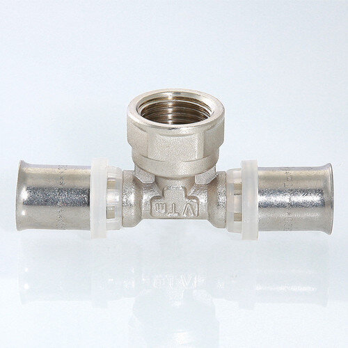 Тройник переходной VALTEC VTm.232 ВР 1/2" DN 26x15x26 PN 10 латунный никелированный