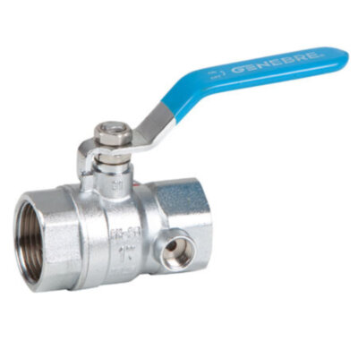 Кран шаровой латунный GENEBRE 3032 Ду25 Ру25 резьбовой ВР/ВР с отверстием под спускной клапан