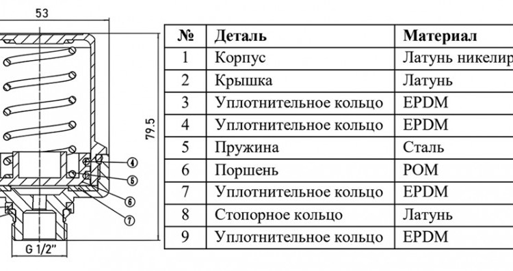 Компенсатор гидроударов латунный VALFEX VF.019.N.012 Ду 15 Ру 10 с никелевым покрытием 2